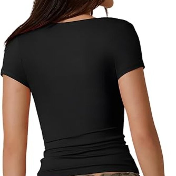 5PCS/$25 Womens Square Neck Top Summer Casual Fitted Basic Tshirt - Picture 11 of 16